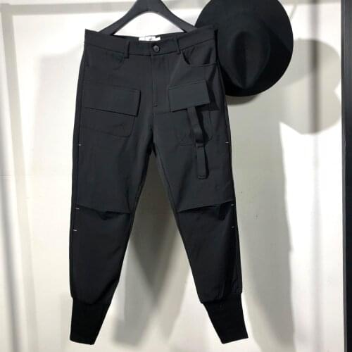 Owen Seak Men Casual Cargo Harem Pants High Street Wear Hip Hop Ankle Length Mens Clothing Sweatpants Autumn Black Pants