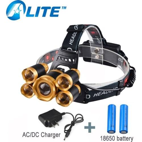 TMWT Headlight 3000 Lumen headlamp XML T6 3/5 LED Head Lamp Flashlight Torch light with 8650 battery AC/DC charger