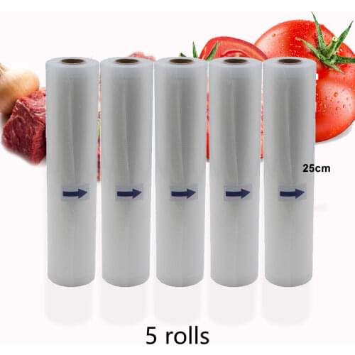 BPA FREE 5 Rolls/Lot Home Kitchen Food Vacuum Bag For Vacuum Sealer Storage Bags Food Fresh Keeping 25cm*500cm