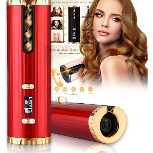 Cordless Automatic Hair Curler iron wireless Curling Iron USB Rechargeable Air Curler for Curls Waves LCD Display Curly Tool