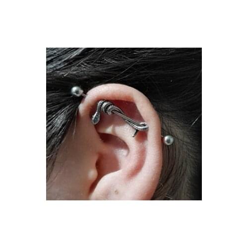 1Pcs Surgical Steel Snake Industrial Barbell Rings Cartilage Earring Helix Body Piercing Jewelry Oreja 1 1/2 Inch 38mm