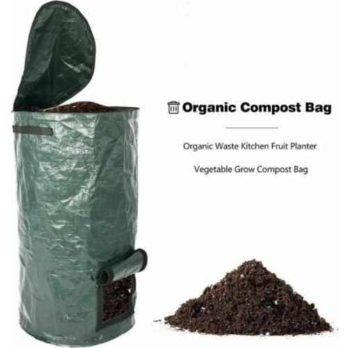 Collapsible Garden Yard Compost Bag with Lid Organic Ferment Waste Composter