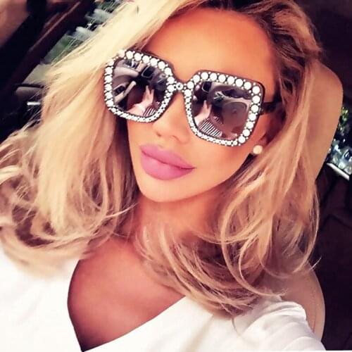 2021 Shining Diamond Square Oversized Sunglasses Women Brand Design Flash Shades Female Mirror Sun Glasses Oculos Sunglasses Men