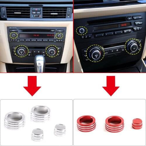 Car Styling Aluminum Alloy Air Conditioning Knob Decorative Cover Ring Adjust Trim Cover For BMW 3 Series E90 E92 E93 2005-2012