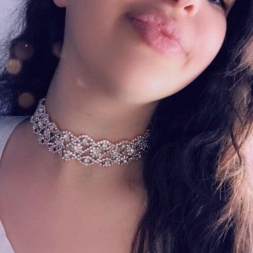 Rhinestone Choker Crystal Maxi Statement Necklace Luxury Wedding Collar Chocker chunky Necklaces Bride Jewelry UKMOC