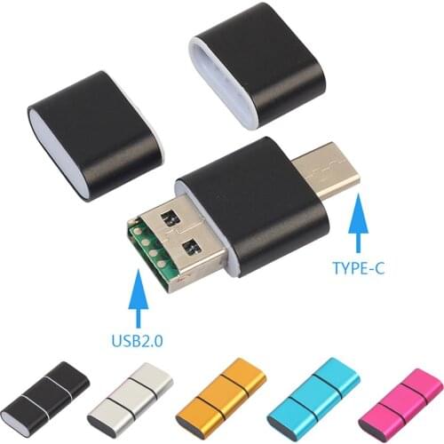 Aluminum Alloy Dual Use OTG Card Reader Type-C USB2.0 2 In 1 OTG Adapter Maximum 128GB SD Card TF Card Reader
