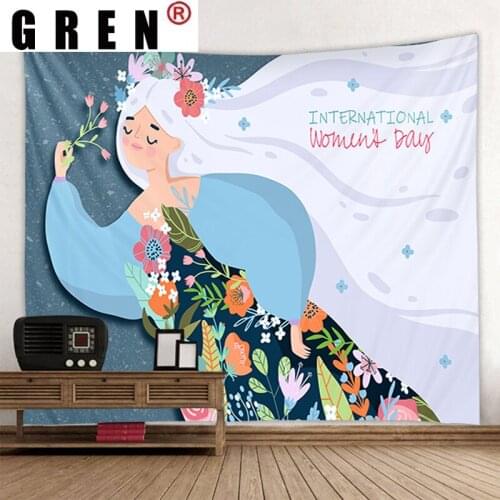 GREN Tapestry Flower Fairy Wall Rugs Wall Hanging Covering Fabric Mural Background Cloth Towel Beach Fabric Blanket Living Home
