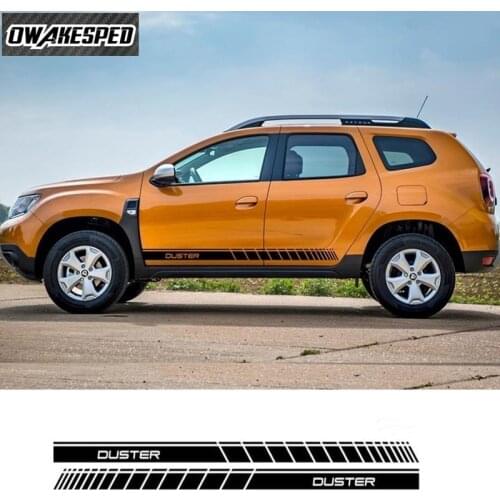 Vinyl Decal Racing Lattics Styling Sport Stripes For Dacia Renault Duster Car Door Skirt Sticker Both Side Auto Body Decor
