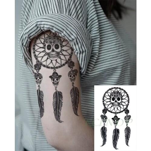 Waterproof Temporary Tattoo Sticker Dreamcatcher Skull Head Feather Flower Fake Tatto Flash Hand Arm Tatoo for Women Men