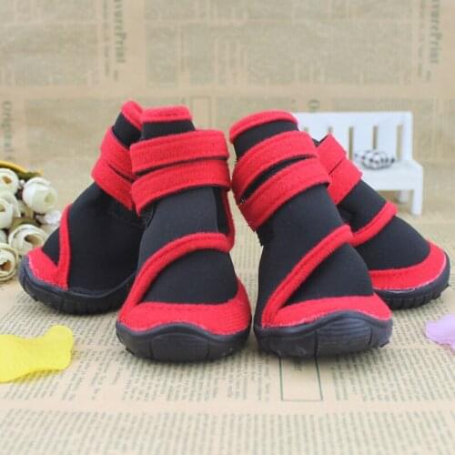 Waterproof Outdoor Rain Boots Pet Dog Shoes with Two Reflective Fastening Straps and Anti-Slip