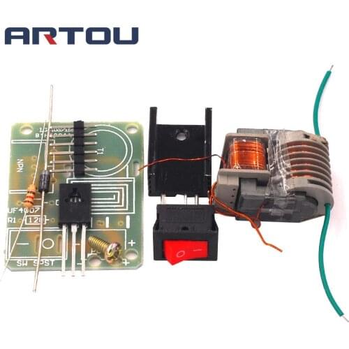 15KV High Frequency DC High Voltage Arc Ignition Generator Inverter Boost Step Up 18650 DIY Kit U Core Transformer Suite 3.7V