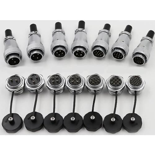 WS24 M24 Aviation Connector 2 3 4 9 10 12 19 Pin Waterproof Automotive Car Motorcycle Panel Screen Electric Wire Connectors Plug