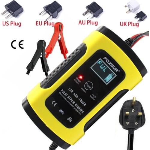 Car Battery Charger 12V 5A LCD Intelligent Automobile Motorcycle Pulse Repair 3-Stage Chargers Lead Acid Batteries Chargers