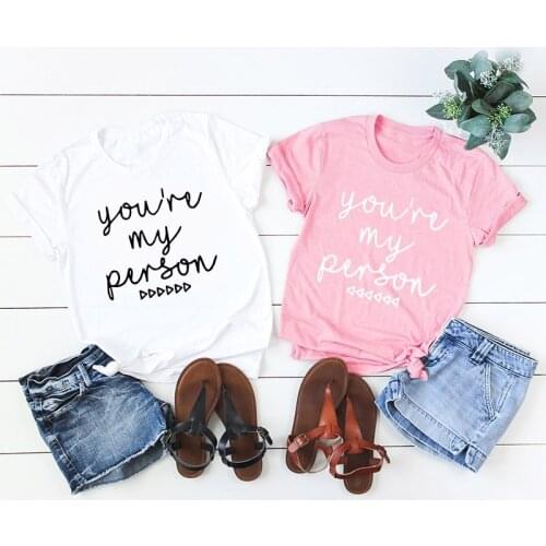 Woman Top Tees Aesthetic Grunge Art Shirt This Is My Person Weed Clothing T-shirt Pink White Gray Bride Tribe Pretty Romantic
