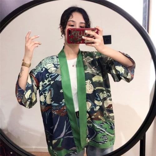Harajuku Women Cardigan Japanese Kimono Summer Digital Printed Loose Shirt Tops Casual Woman Man Kimonos Coat куртки