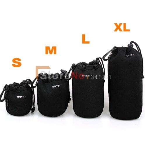 100% New 4pcs S+M+L+XL Size Neoprene camera DSLR Lens Soft Pouch Bag case For Canon Nikon Sony Pentax Free shipping& Wholesale
