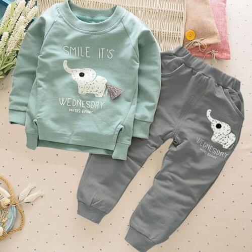 2019 Spring Autumn Baby Boys Clothes T-shirt and Pants Elephant 2Pcs Cotton Girls Suits Children Clothing Sets Toddler Tracksuit