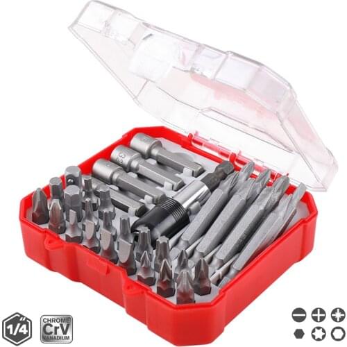34Pcs Screwdriver Bit Set Tamper-proof Security Hex Torx Tri-wing Power Drill Screwdriver Tool Bit Set with Box 6150 CR-V Steel