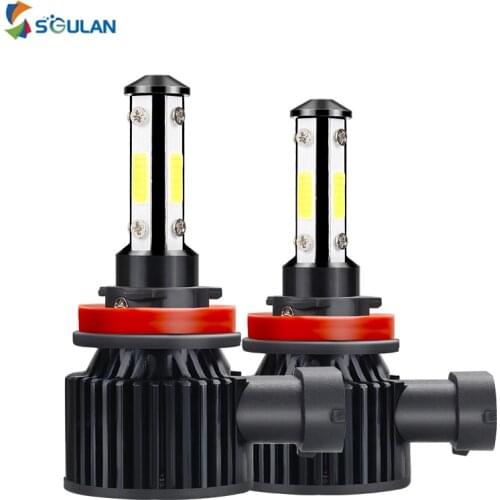 4Pcs /2Pairs Car Led Head Lights Super Bright COB Chip H1 H3 H4 H7 H11 Motorcycle Head Bulbs 9005 9006 9012 White Auto Headlamps