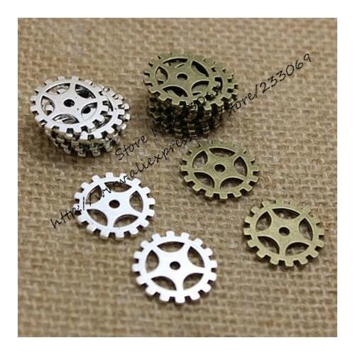 50 pieces/lot) 19mm Vintage Metal Alloy Machinery Gear Pendant Jewelry Charm Jewelry Findings T0175