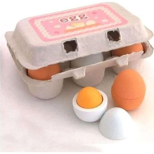 6pcs Wooden Eggs Yolk Educational Interesting Children Kids Toy W25