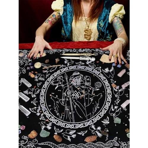 74x60cm Odin Blessing Rituals Tarot Card Tablecloth Velvet Divination Altar Cloth Board Game Fortune Astrology Oracle Card Pad