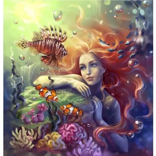 DIY 5D Diamond Painting Round drill Square drill sexy Deep sea Mermaid Mosaic Cross Stitch Diamond Embroidery Home Decoration