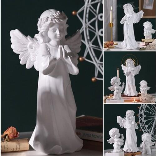 Angel Statue Ornament Fairy Prayer Home Decor Religious Art Resin Cute Spiritual Comfort Decoration for Home Car Shelf can CSV