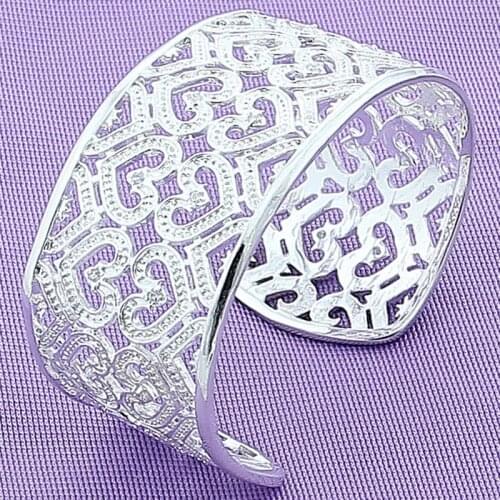 High Quality Exquisite 925 Sterling Silver Clear CZ Double Love Heart Bangle & Bracelet Luxury Jewelry