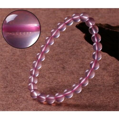 Genuine Natural Pink Rose Star Light Quartz Crystal Bracelets For Women Lady Stretch Natural Stone Round Bead Bracelet 7mm-14mm
