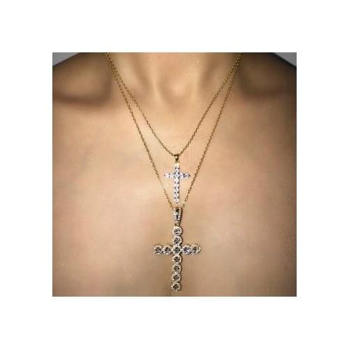 Hot selling iced out bling 5A cubic zirconia Trendy cross pendant box chain necklace for hip hop women party jewelry wholesale