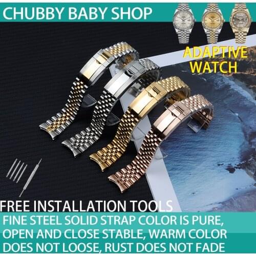 Quality 20mm Silver Gold Stainless steel WatchBands Replace For Role Strap For DATEJUST Watch Band Submarine Wristband Bracelet