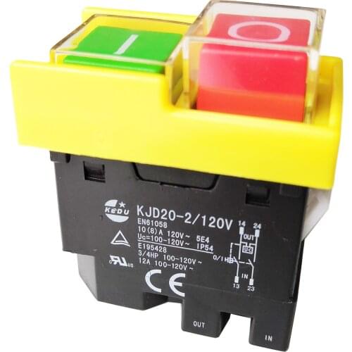 KEDU KJD20-2 120V 4Pin 10(8)A 3/4HP Electromagnetic Power On Off Pushbutton Switches Industrial Waterproof Push Button Switch