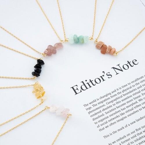 Jaeeyin 2021 Summer Fashion Jewelry Colorful Natural Stone Pendant Decorate Simplicity Necklace Lovely Gift For Girl Teen Women