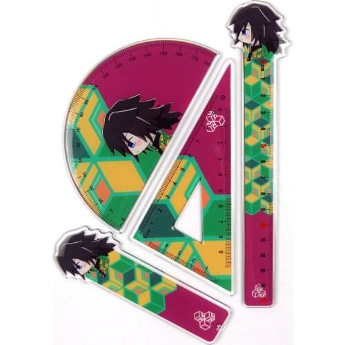 Cosplay Demon Slayers Blade Ruler Set of Student Learning Tools Acrylic Animation Peripheral Pendant Ornaments Accessories