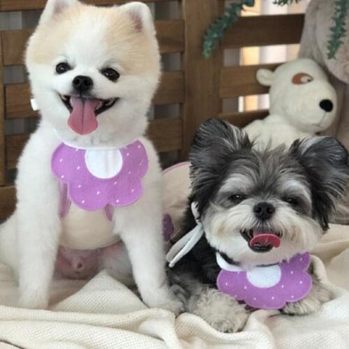 Cute Pet Bandanas Collar For Dogs Cats Pet Bibs Scarf Collar With Flower Shape For Puppy Husky Accessories Cat Dog Knitted Bib