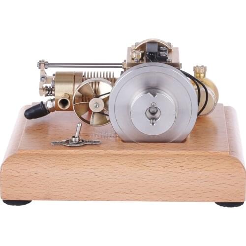 1.6cc Mini Horizontal Air-cooled Single-cylinder Four-stroke Gasoline Internal Combustion Engine with Wooden Base Creative Gift