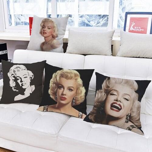American Actress Marilyn-Monroe Character Throw Pillow Case Popular Art Home Sofa Chair Car Decoration Cushion Cover 45x45cm