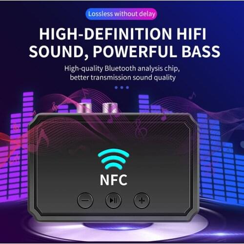 NFC Bluetooth Receiver AUX 3.5mm RCA Jack USB Smart Playback Stereo Audio Wireless Adapter For TV Car Kit Speaker