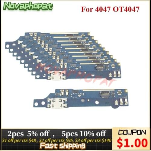 Novaphopat For Alcatel 4047 OT4047 USB Dock Charging Port Charger Board Flex Cable Board With Microphone MIC