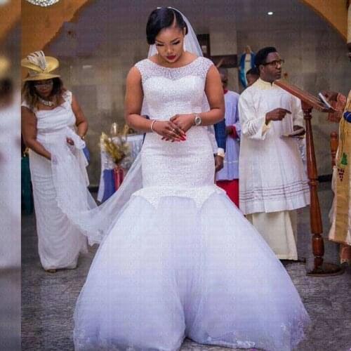 New African Full Beading Mermaid Wedding Dress 2021 Stunning Hips Wedding Gowns