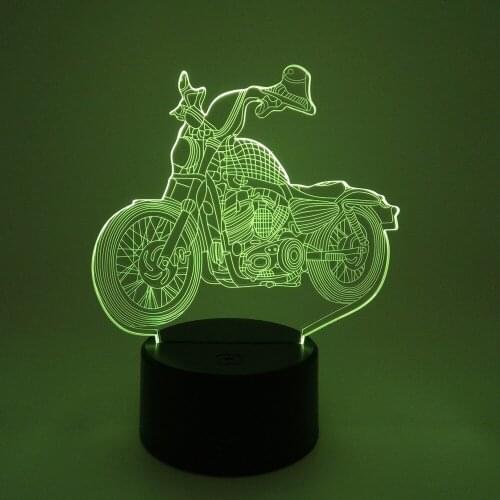 New Motorcycle 3d Light Colorful Touch Led Night Light Stereo Visual Gifts Kids Lamp Kids Room 7 color change Light