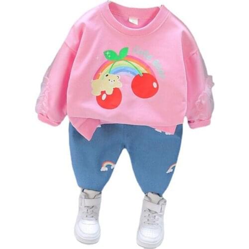New Spring Autumn Baby Girls Clothes Suit Fashion Children Cute T-Shirt Pants 2Pcs/Sets Toddler Casual Clothing Kids Tracksuits