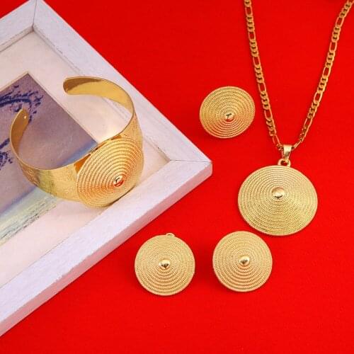 Wholesale Ethiopian Jewelry Set Gold Color African New Ethiopia Ethnic Wedding Bride Habesha Sets