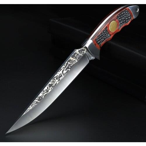 Outdoor Fixed Blade Knife Camping Hunting Survival Knife Full Tang High Hardness Steel Multifunctional Straight Knives W/sheath