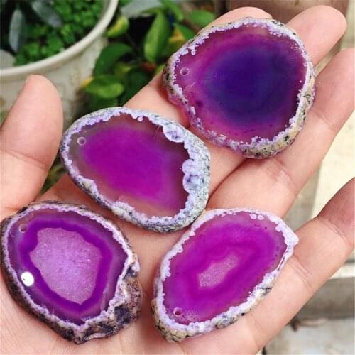 4pcs purple agate piece polishing irregular crystal piece Brazil handle natural quartz pendant mineral home decoration