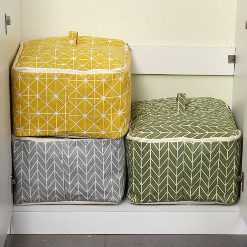 Portable Storage Bag Waterproof Cotton Linen Closet Organizer for Pillow Quilt Clothes Case Container Home Storage Organizer
