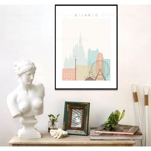 Orlando Skyline Canvas Print Wall Art Poster Picture Modern Minimalist Bedroom Living Room Decoration Framed