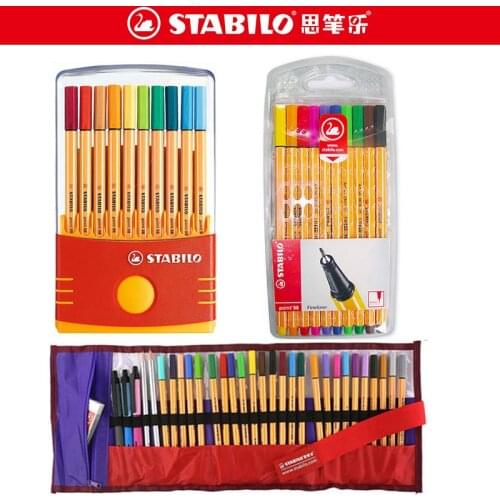 Stabilo 88 Fiber Pen Fineliner 0.4 mm 10/20/25 Color Professional Fine Point Pen Stationery Set For Paiting Sketching Writing