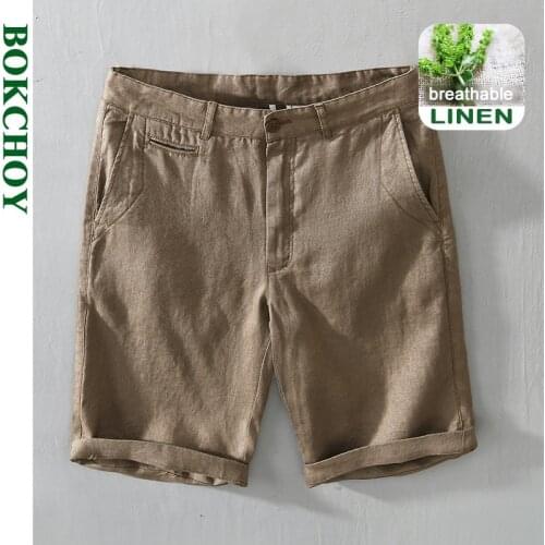 2021 Summer Spring New Men Linen Loose Shorts Casual Beach Five-point Pants Workwear Pure Cotton Solid Color Pants GC-8216